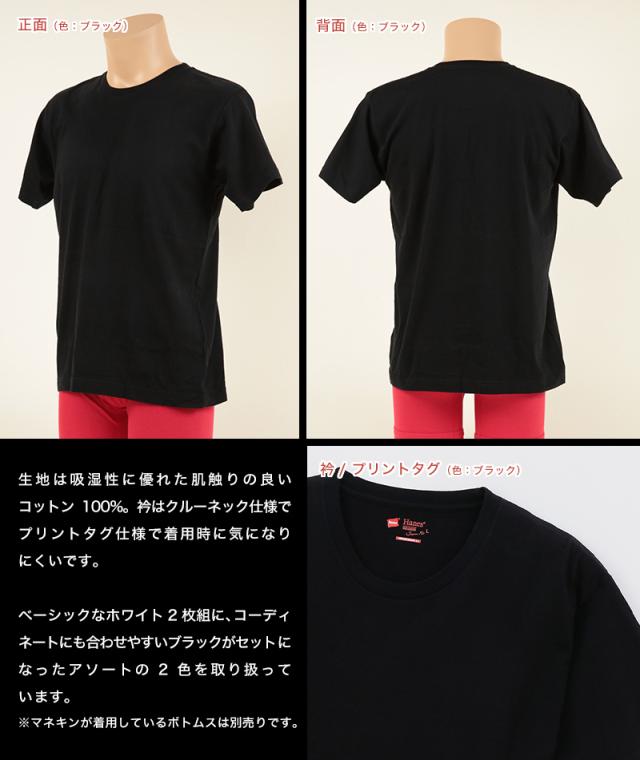 ヘインズ Tシャツ メンズ 半袖 綿100% 2枚組 S〜XL