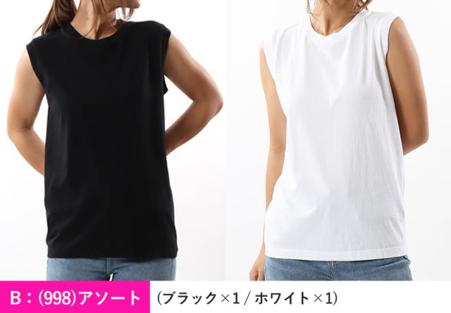 レディース スリーブレス Tシャツ 2枚組 M・L (在庫限り)