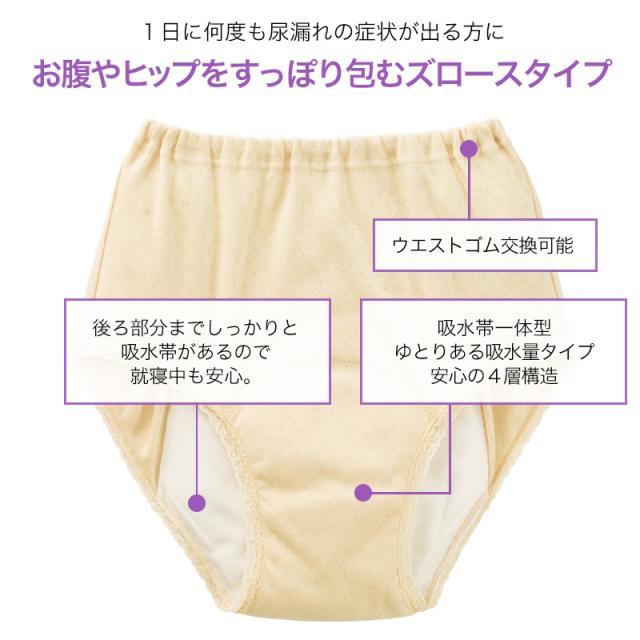 吸水ショーツ パッド付き 漏れ防止 綿100 日本製 3枚組 M〜LL (送料無料) (取寄せ)