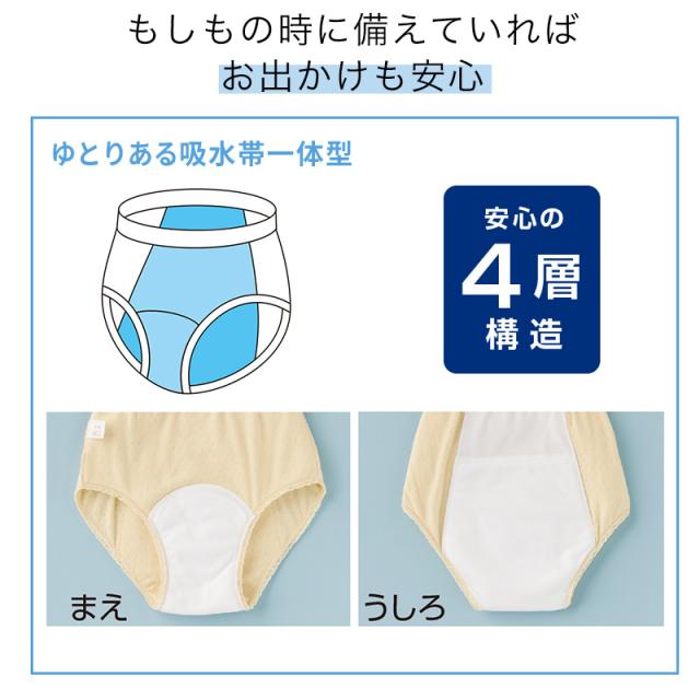 吸水ショーツ パッド付き 漏れ防止 綿100 日本製 3枚組 M〜LL (送料無料) (取寄せ)