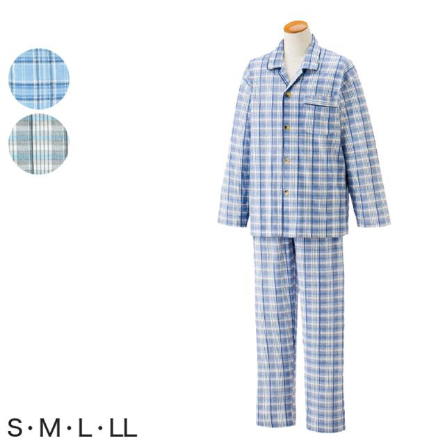 紳士 ワンタッチテープ+腰開きパジャマ 上下セット S〜LL(送料無料) (取寄せ)