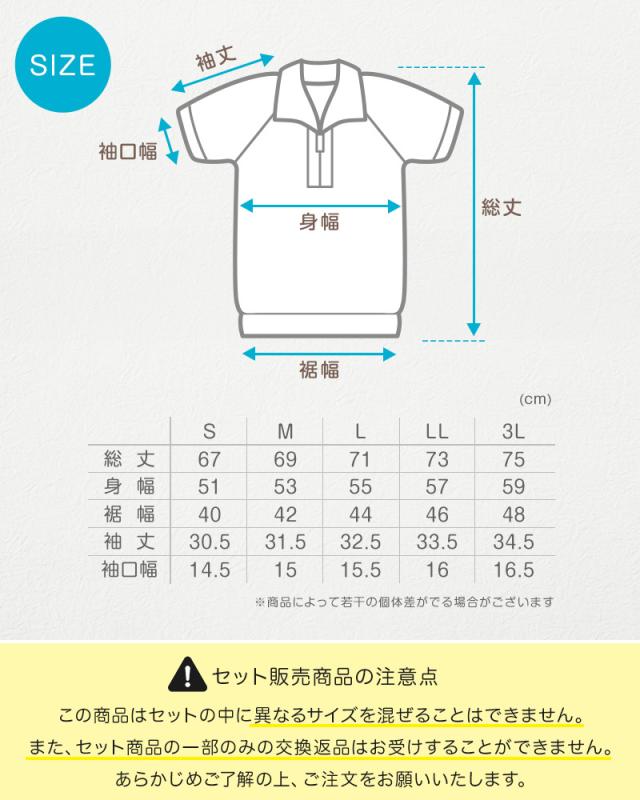 【3枚セット】体操服 半袖 襟付き ハーフジップ 160 170 180 体操着 大きいサイズ 白 S〜3L (送料無料)