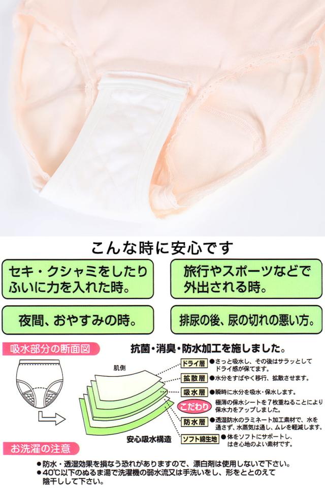レディース 失禁腰ゴムショーツ 60cc対応 S〜LL
