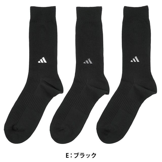adidas クルー丈ソックス 3足組 消臭加工 24-26cm〜28-30cm