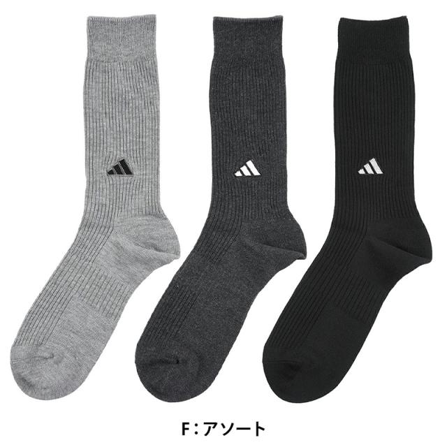 adidas クルー丈ソックス 3足組 消臭加工 24-26cm〜28-30cm