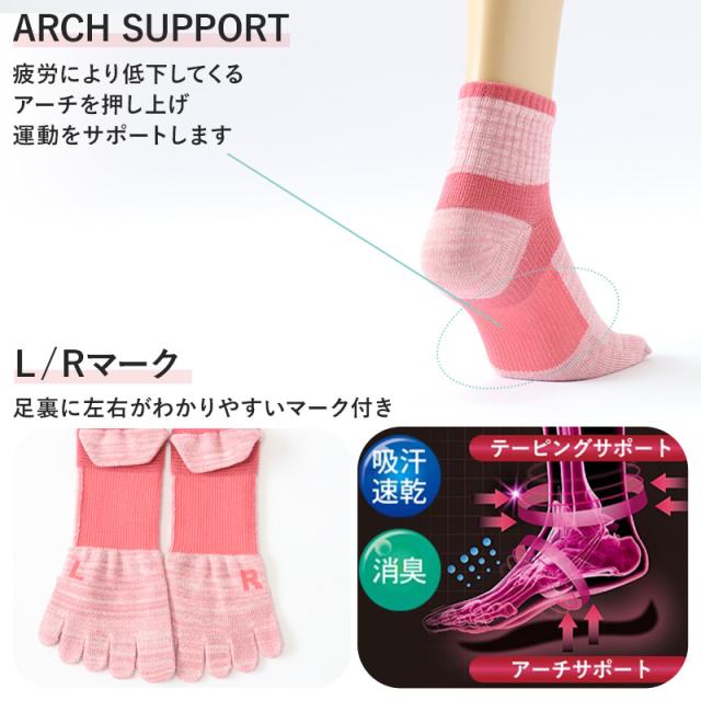 グンゼ アクティブスタイル 5本指ソックス レディース ショートソックス 2足セット 23-25cm