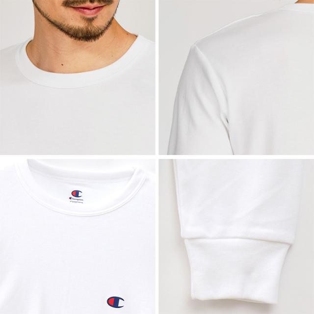 Champion 長袖 メンズ 微起毛 クルーネック ロングスリーブ シャツ ルームウェア 部屋着 M L LL
