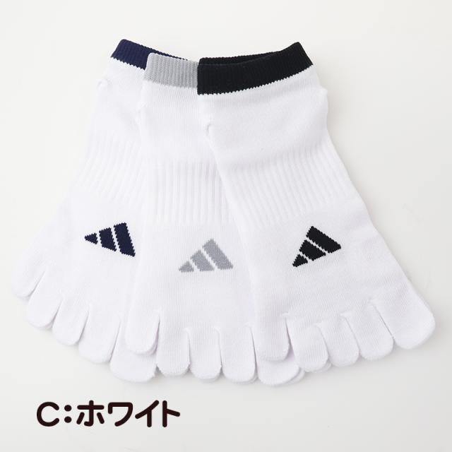 メンズ 靴下 5本指 ソックス くるぶし丈 紳士 adidas 消臭 3足組 24-26cm・26-28cm