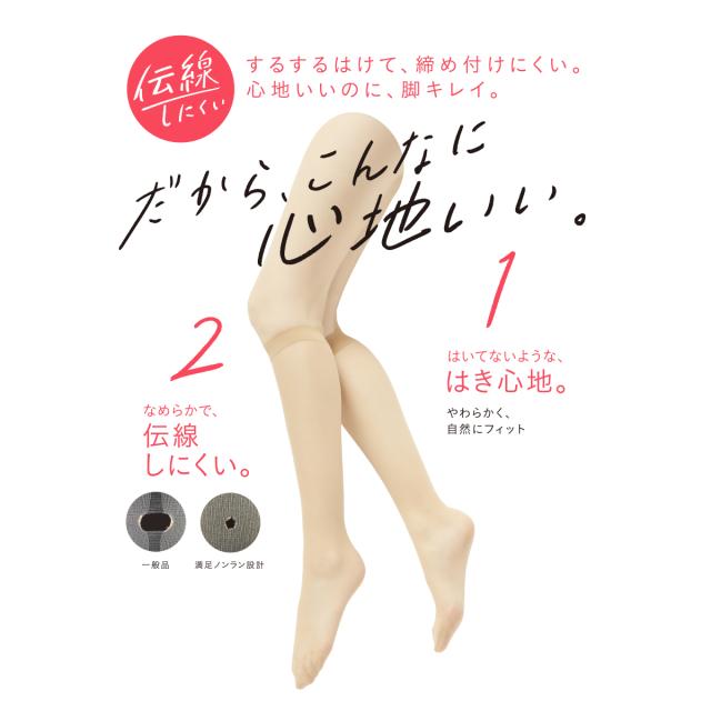 福助 満足 ストッキング ひざ下丈 口ゴムゆったり 伝線しにくい 22-25cm