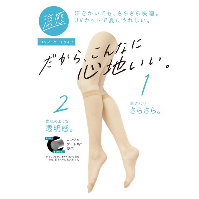 福助 満足 ストッキング ひざ下丈 サマー 22-24cm