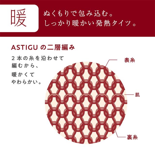 アツギ アスティーグ 暖 やわらか発熱タイツ 60デニール S-M〜L-LL (在庫限り)