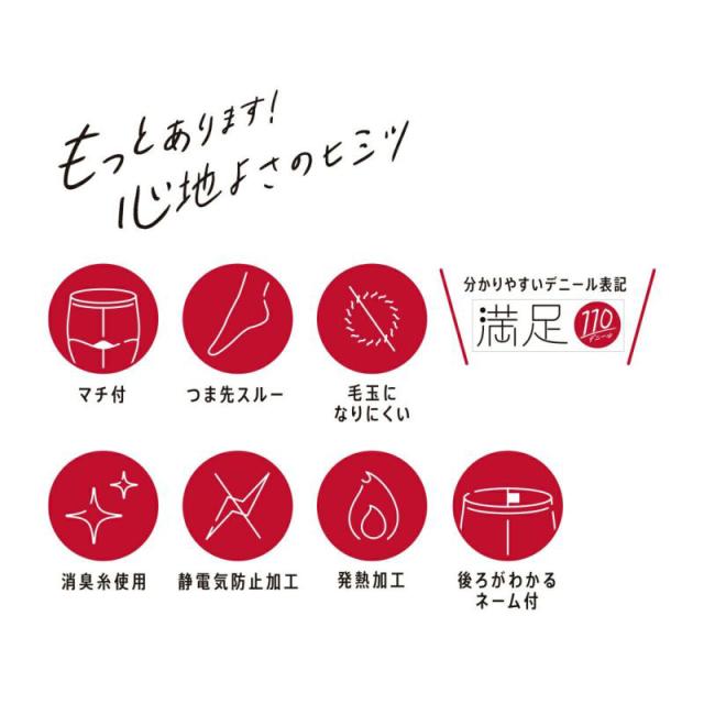 福助 満足 タイツ 110デニール レディース S-M〜L-LL (在庫限り)