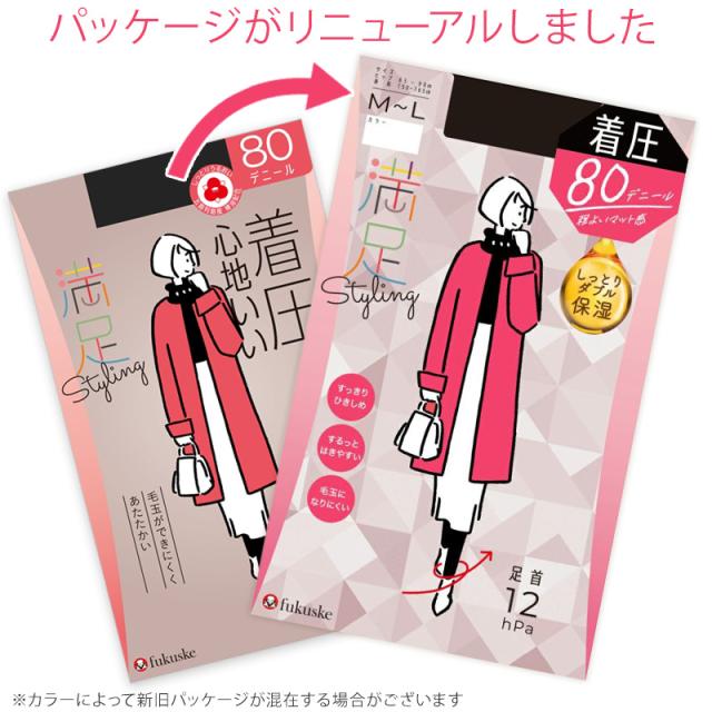 福助 満足 着圧タイツ 80デニール レディース S-M〜L-LL (在庫限り)