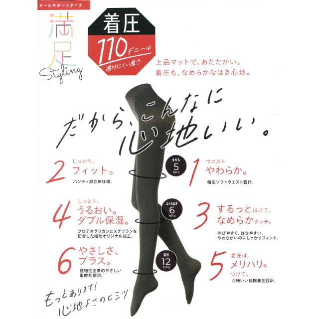 福助 満足 110デニール着圧タイツ M-L・L-LL (在庫限り)