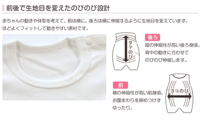 ロンパース 肌着 新生児 乳児 日本製 綿100% ノースリーブ 60-75cm〜90-100cm