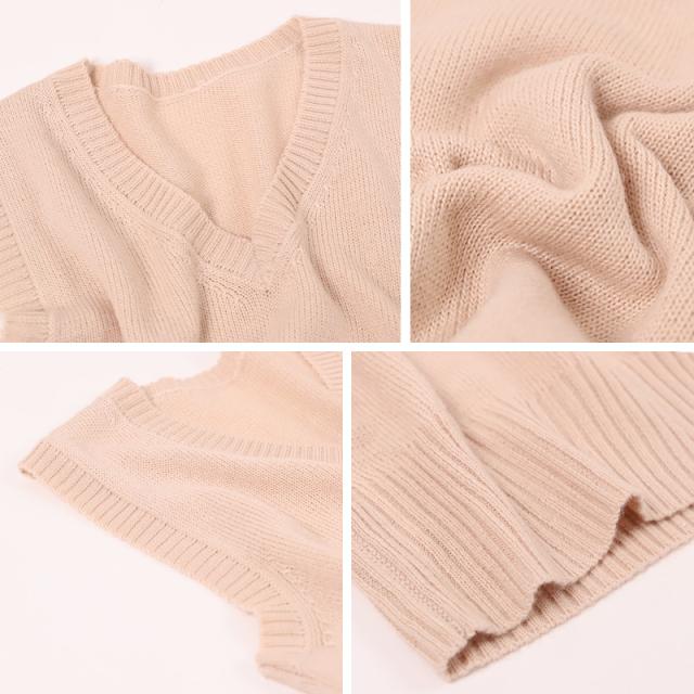 スクール ベスト 女子 ウール 無地 制服 ニット 秋 冬 Vネック S〜3L