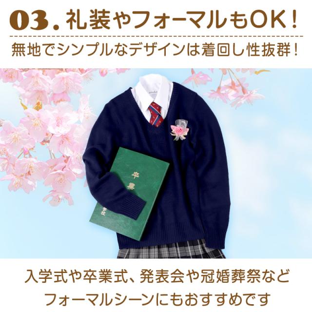 スクール ベスト 女子 ウール 無地 制服 ニット 秋 冬 Vネック S〜3L