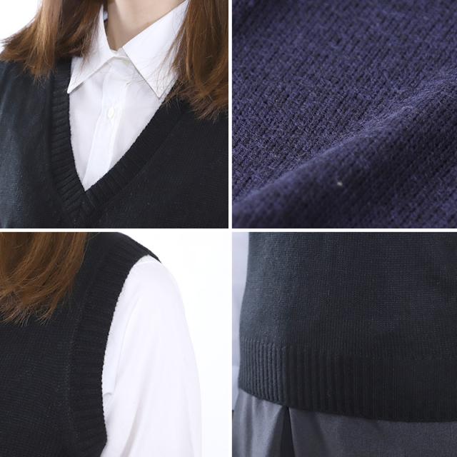オフィス ベスト vネック ニット 洗える レディース ジレ チョッキ セーター スーツ 無地 シンプル S M L LL 3L