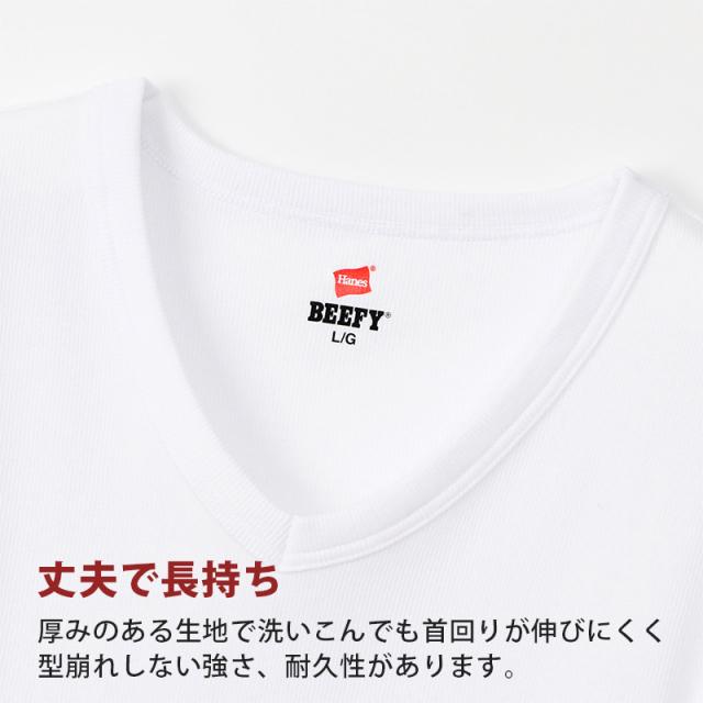 ヘインズ BEEFY-T ビーフィー リブVネックTシャツ S〜XL パックT