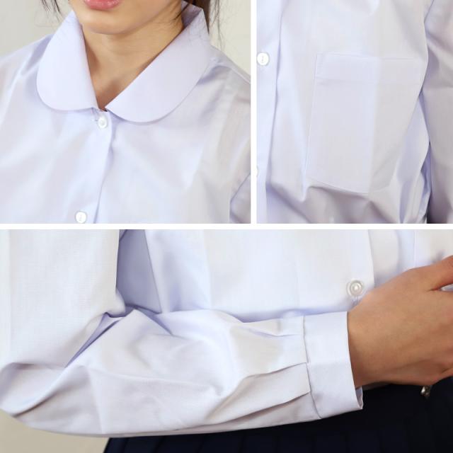 形態安定 女子 長袖 スクールブラウス スクールシャツ 丸襟 B体 150cmB〜170cmB (取寄せ)