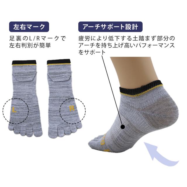 グンゼ GTホーキンス 5本指スニーカー丈メッシュソックス3足組 25-27cm