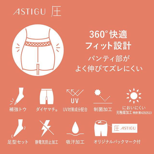 アスティーグ 圧 ストッキング レディース 着圧ストッキング S-M〜L-LL