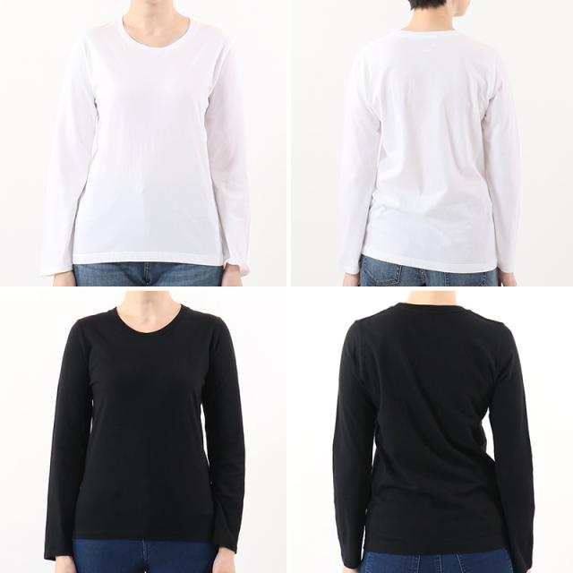 レディース tシャツ 長袖 クルーネック カットソー 綿100% ヘインズ ジャパンフィット 2枚組 M・L