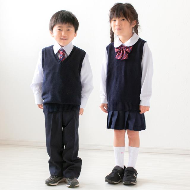 子供用 ベスト ニット 綿100% 薄手 キッズ vネック 80〜130cm