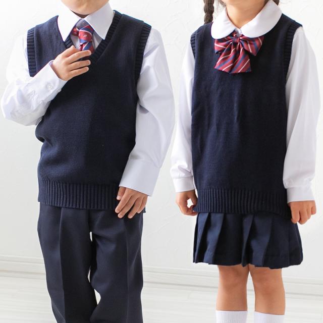 子供用 ベスト ニット 綿100% 薄手 キッズ vネック 80〜130cm