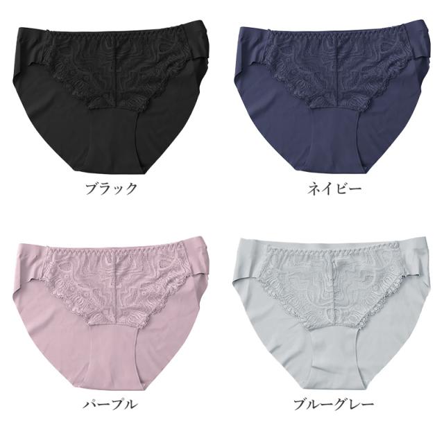 シームレスショーツ シームレス フロントレース ペアショーツ レース M〜3L
