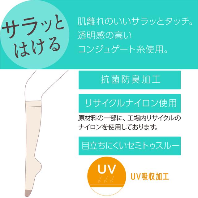 福助 デイリー満足 サマー UV ショート ストッキング 3足組 22-24cm (在庫限り)