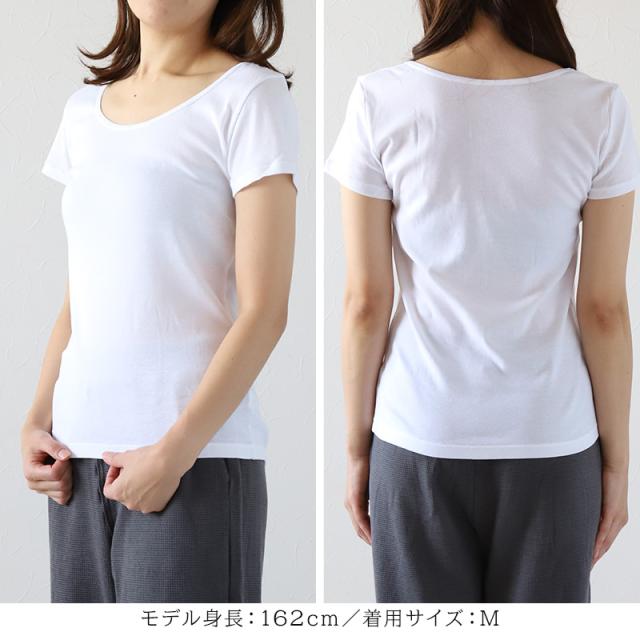 綿100% インナー レディース 半袖 2分袖 tシャツ S〜LL
