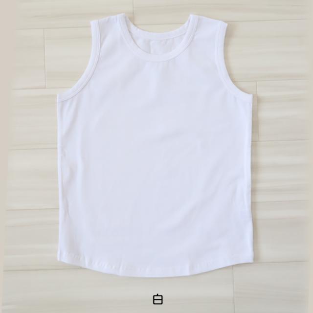 キッズ タンクトップ 無地 子供 ノースリーブ tシャツ 裾ラウンド 100cm〜160cm