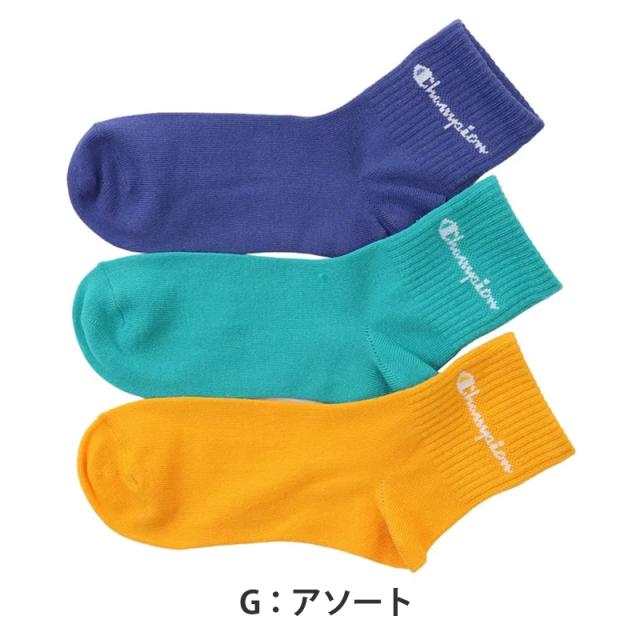 チャンピオン 靴下 レディース 綿混 クォーターレングス ソックス 3足組 ワンポイント 23-25cm (在庫限り)