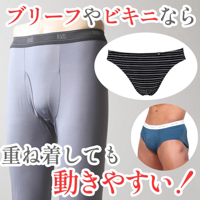 BVD あったかインナー メンズ タイツ スパッツ 裏起毛 前開き 冬 防寒 暖かい M〜LL (在庫限り)