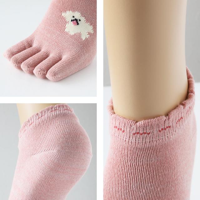 レディース 5本指ソックス スニーカー丈 靴下 3足組 つばき保湿 23-25cm (在庫限り)