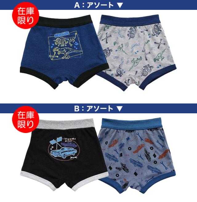 男児 ボクサーパンツ ボクサーブリーフ 前閉じ 男の子 キッズ 2枚組 パンツ 柄 おまかせ ボーイズ 入園 入学 通学 綿素材 綿混