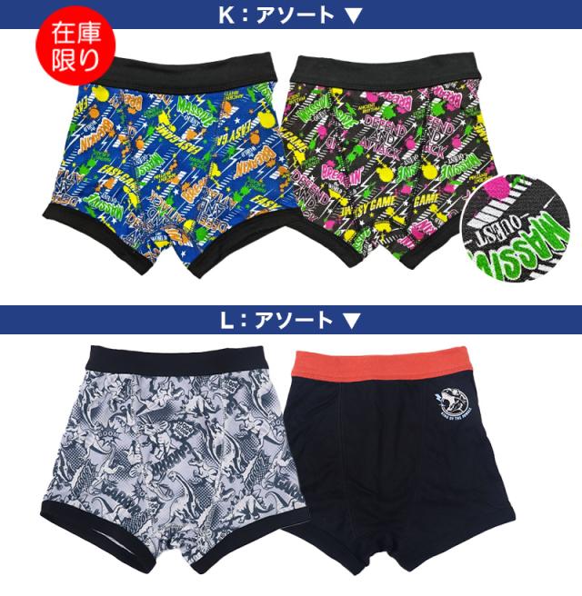 男児 ボクサーパンツ ボクサーブリーフ 前閉じ 男の子 キッズ 2枚組 パンツ 柄 おまかせ ボーイズ 入園 入学 通学 綿素材 綿混