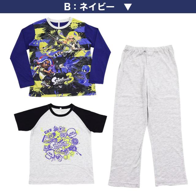 スプラトゥーン3 光るパジャマ 半袖 長袖 キッズ 男の子 上下セット 120〜140cm