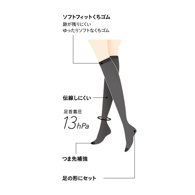 グンゼ サブリナ 黒 ストッキング ひざ下 着圧 レディース 13hpa 22-25cm