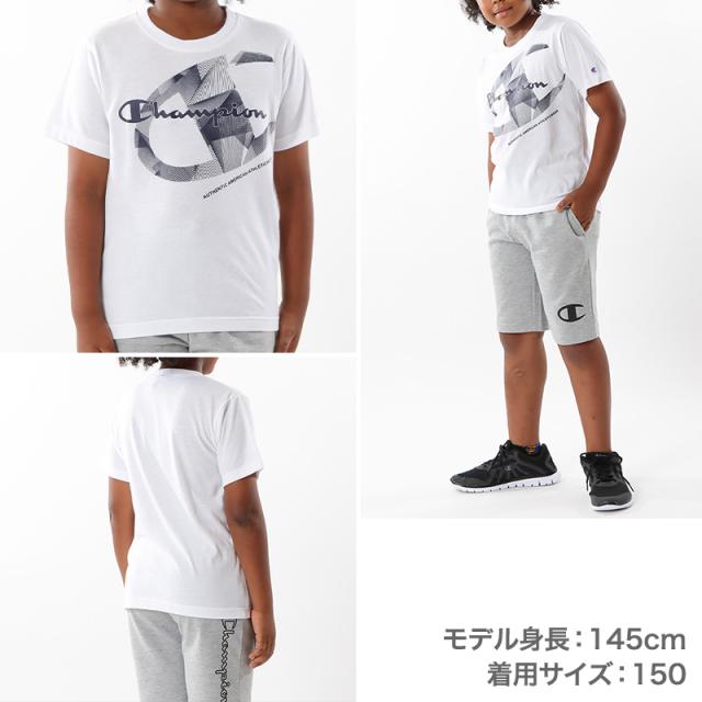 チャンピオン Tシャツ キッズ ジュニア 半袖 スポーツ 綿 コットン ロゴ ブランド スポーツウェア 黒 青 白 130cm〜160cm (在庫限り)