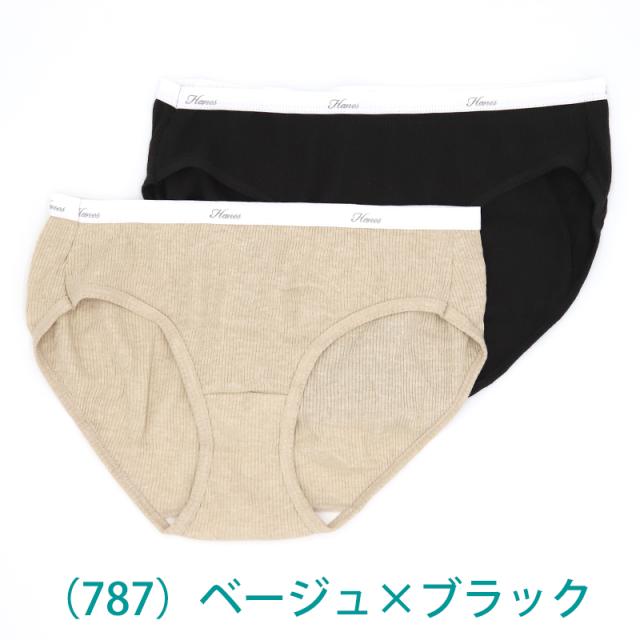ショーツ レディース 綿 リブ ヘインズ 2枚組 M・L