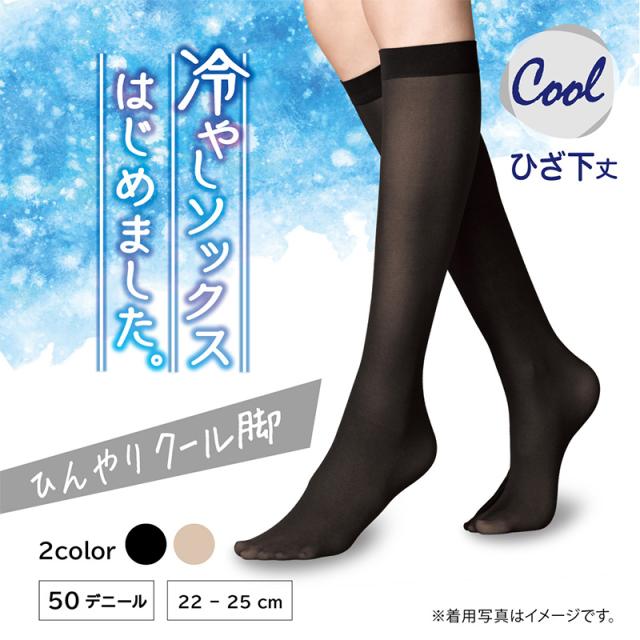 ソックス ひざ下丈 ショートソックス レディース 靴下 サマーソックス アツギ 冷やしソックスはじめました 持続冷感 22-25cm