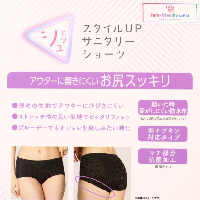 福助 満足 サニタリーショーツ 羽根つき ひびきにくい 生理用ショーツ 昼用 M〜LL