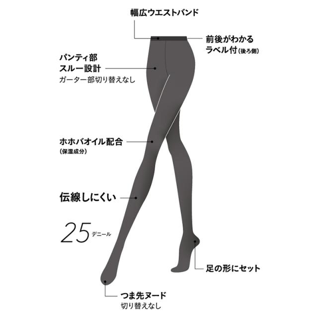 グンゼ サブリナ ストッキング 25デニール 黒 透明感 M-L・L-LL