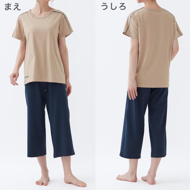 チャンピオン レディース パジャマ 半袖 7分丈パンツ 上下セット 綿100 M〜LL (送料無料) (在庫限り)