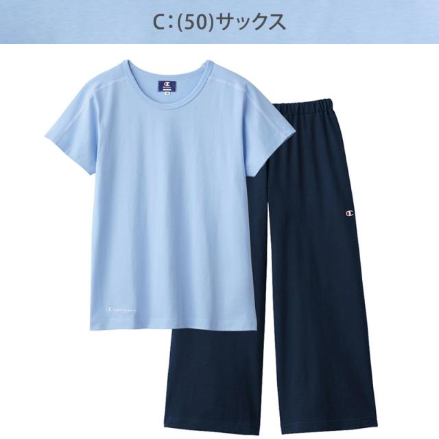 チャンピオン レディース パジャマ 半袖 7分丈パンツ 上下セット 綿100 M〜LL (送料無料) (在庫限り)