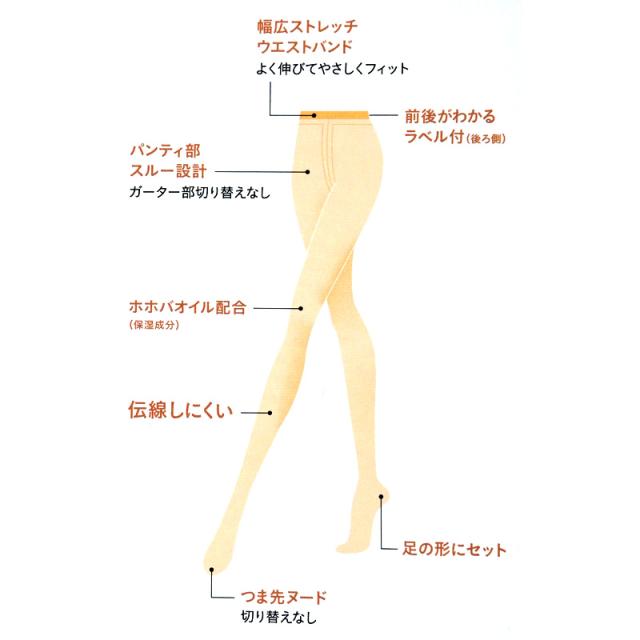 グンゼ サブリナ スルータイプ ストッキング 切替なし M-L・L-LL