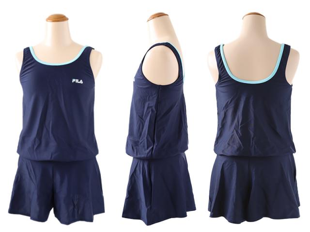 スクール水着 女の子 ワンピース キュロット パンツ 小学生 セパレート風 体型カバー ゆったり FILA フィラ 130cm〜170cm (送料無料)