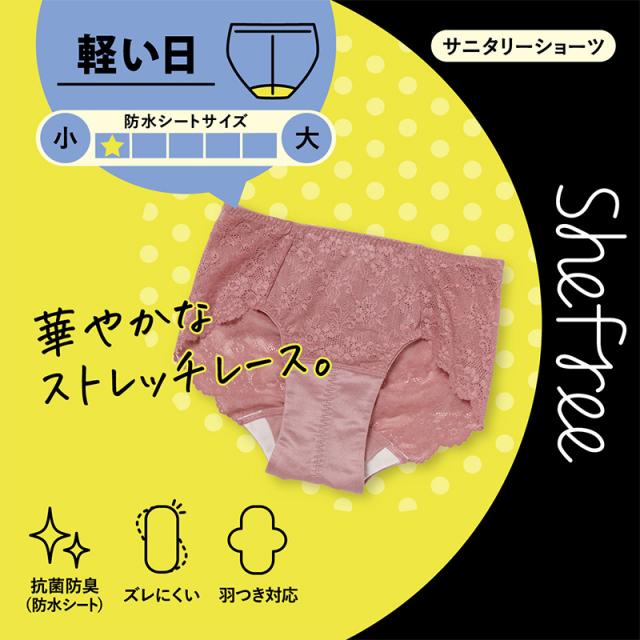 サニタリーショーツ 生理用ショーツ 可愛い 軽い日 ショーツ レディース 羽根つき M・L